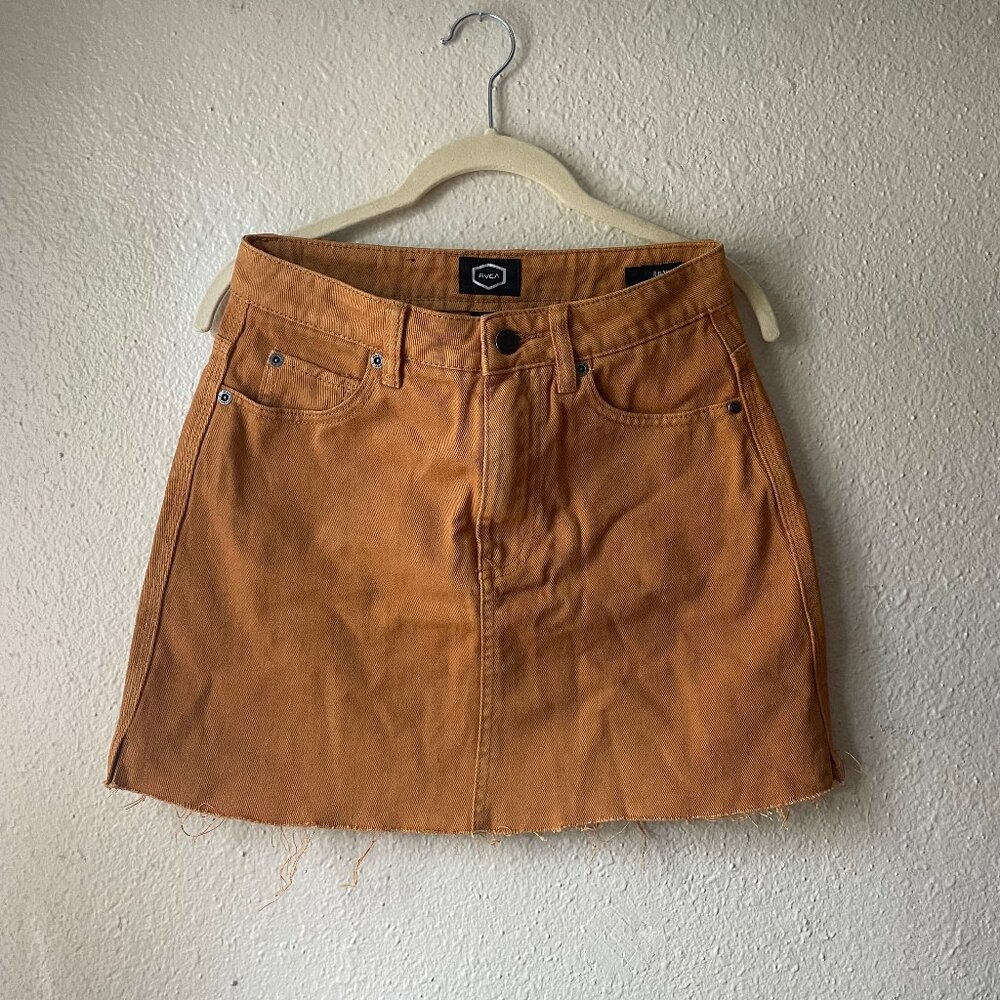 RVCA Denim Mini Skirt | Yellow Tan Mustard | US 26